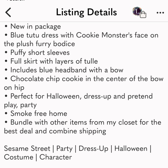 12 24 mo SESAME STREET COOKIE MONSTER COSTUME HALLOWEEN BIRTHDAY - Picture 5 of 5